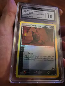 (POP 7) CGC 10 GEM MINT Team Magma's Poochyena 65/95 Reverse Holo Pokemon EX - Image 1