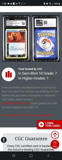 (POP 7) CGC 10 GEM MINT Team Magma's Poochyena 65/95 Reverse Holo Pokemon EX - Image 4