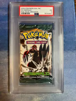2005 Pokemon EX Emerald Booster Pack Graded PSA 5 (Groudon) - Image 1