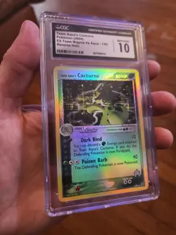 (POP 8) CGC 10 GEM MINT Pokemon Team Aqua's Cacturne 1/95 Magma Reverse Holo - Image 1