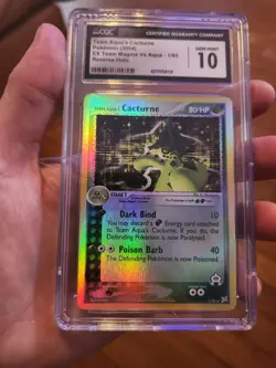 (POP 8) CGC 10 GEM MINT Pokemon Team Aqua's Cacturne 1/95 Magma Reverse Holo - Image 2