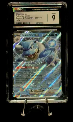 Pokemon TCG 2023 Blastoise ex 009/165 SV 151 Holo Double Rare CGC 9 English - Image 1