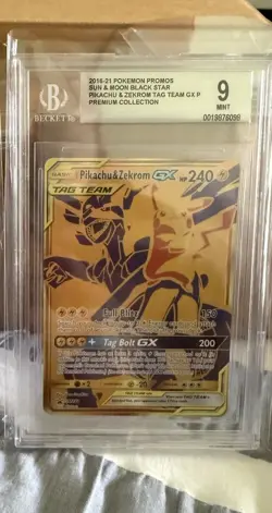 Pokemon 2021 Sun & Moon Tag Team Pikachu & Zekrom GX Gold Sm248 Graded Bgs 9 - Image 1