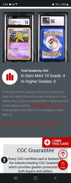 (POP 4) CGC 10 GEM MINT Pokemon EX Hidden Legends 52/101 Baltoy REVERSE HOLO - Image 4