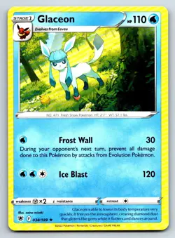 Pokemon Glaceon SWSH10: Astral Radiance SWSH10 038/189 NM Rare - Image 1