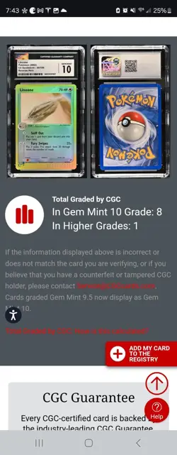 (POP 8) CGC 10 GEM MINT Linoone 44/100 EX Sandstorm Reverse Holo Pokemon - Image 4