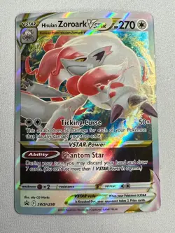 Pokemon Hisuian Zoroark Vstar SWSH298 Black Star Promo Full Art Regular Size NM - Image 1
