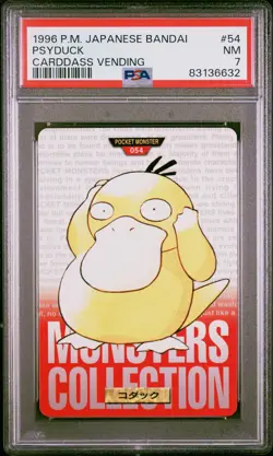Psyduck #54 Japanese Bandai Carddass Vending Series Red Pokemon TCG PSA 7 NM - Image 1
