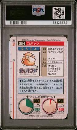 Psyduck #54 Japanese Bandai Carddass Vending Series Red Pokemon TCG PSA 7 NM - Image 2