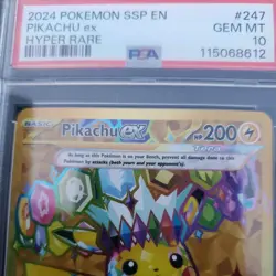 2024 POKEMON SSP EN PIKACHU ex HYPER RARE #247 GEM MINT PSA 10 - Image 1