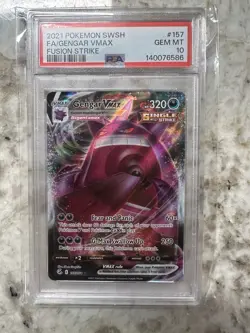 PSA 10 2021 Pokemon SWSH Fusion Strike Gengar VMAX Holo UR 157/264 ENG - Image 1