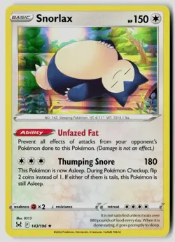 Snorlax 143/196 Holo Rare Lost Origin Pokemon Near Mint - Image 1