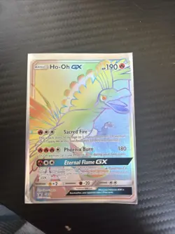 Pokemon TCG Ho-Oh GX Rainbow Rare Sun & Moon Promo SM80 NM - Image 1