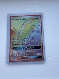 Pokemon TCG Ho-Oh GX Rainbow Rare Sun & Moon Promo SM80 NM - Image 1