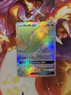 Pokemon TCG Ho-Oh GX Rainbow Rare Sun & Moon Promo SM80 NM - Image 1