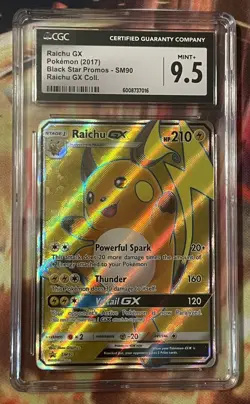 CGC 9.5 MINT Raichu GX Full Art Black Star Promos SM90 Pokemon - Image 1