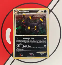 UMBREON 10/90 SWIRL Heart Gold & Soul Silver Undaunted Rare Holo Pokemon Card NM - Image 1