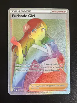 Furisode Girl 205/195 Rainbow Full Art Silver Tempest Pokemon Card NM - Image 1