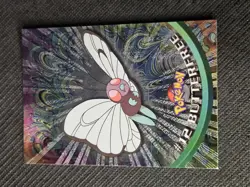BUTTERFREE #12 - Black Logo - TEXTURED HOLO - SERIES 1 TOPPS POKEMON CARD - NM - Image 1
