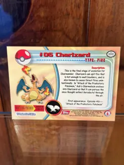 Topps Pokemon TV Animation Edition Charizard #06 Base Set Trading Card 1999 - Image 2