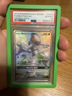Pokemon TCG Mewtwo GX Hidden Fates SV59/SV94 Holo Full Art Ultra Rare PSA 10 - Image 1