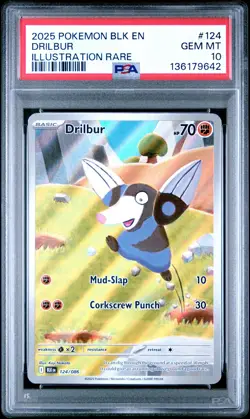 2025 POKEMON BLK EN-BLACK BOLT ILLUSTRATION RARE #124 DRILBUR PSA 10 - Image 1