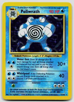 Poliwrath 13/102 Base Set Unlimited Holo Pokemon LP - Image 1