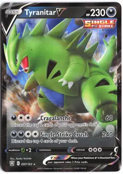 Tyranitar V 097/163 Holo V Rare Battle Styles Pokemon - Image 1