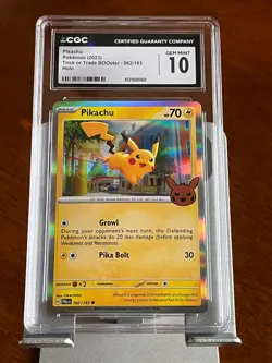 Pokemon Pikachu #62 Trick or Trade BOOster (2023) CGC 10 Gem Mint - Image 1