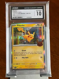Pokemon Pikachu #62 Trick or Trade BOOster (2023) CGC 10 Gem Mint - Image 3