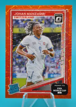 2025-26 Donruss Road To FIFA World Cup Johan Manzambi Orange Velocity /199 RC - Image 1