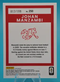 2025-26 Donruss Road To FIFA World Cup Johan Manzambi Orange Velocity /199 RC - Image 2