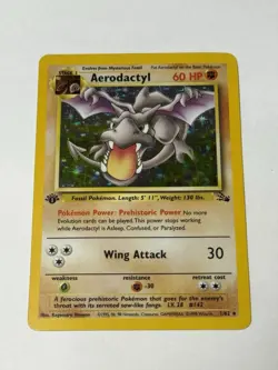 1999 Pokemon Fossil 1st Edition #16/62 Aerodactyl Non-Holo Rare MP/HP - Image 1