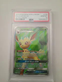 Pokemon 2018 Sun & Moon Ultra Prism Full Art GX Leafeon #139 PSA 10 GEM MINT - Image 3