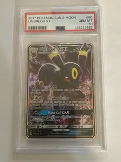 Pokemon 2017 Sun & Moon Umbreon GX #80 PSA 10 - Image 1
