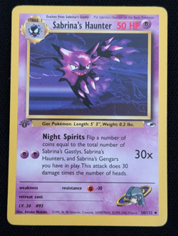 1st Edition Sabrina's Haunter 58/132 Gym Heroes Pokemon Card WOTC TCG - Image 1
