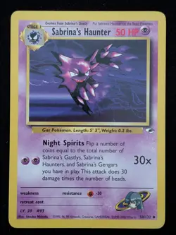 Sabrina's Haunter 58/132 Gym Heroes Unlimited Pokemon Card WOTC TCG Non Holo - Image 1