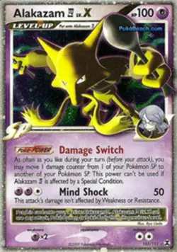 Moderately Played Alakazam [4] LV.X - 103/111 - Rare Holo Pokemon Rising Rivals - Image 1
