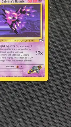 Pokemon TCG Sabrina's Haunter Uncommon Card 58/132 Gym Heroes Series 2000 - Image 3