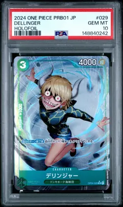 One Piece Japanese PRB01 DELLINGER Holofoil Alternate Art PSA 10 #029 - Image 1