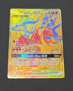 Reshiram & Charizard GX SM247 Sm Holo Gold Card Tag Team Promo - Image 1