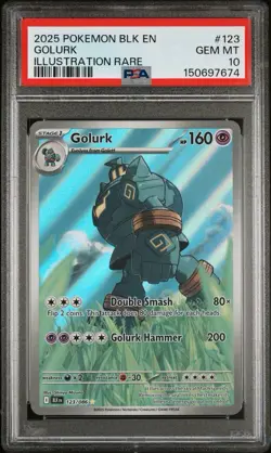 2025 POKEMON BLK EN-BLACK BOLT ILLUSTRATION RARE #123 GOLURK PSA 10 - Image 1