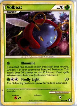 Volbeat 82/102 Common HGSS Triumphant Pokemon Heavily Played - Image 1