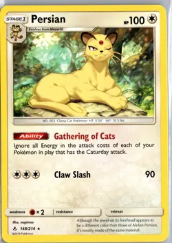 Persian 148/214 Rare Unbroken Bonds Pokemon Lightly Played - Image 1