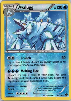 Avalugg 37/114 Rare Steam Siege Pokemon Reverse Holo Lightly Played - Image 1