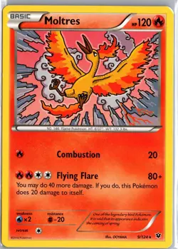 Moltres 9/124 Rare Fates Collide Pokemon Moderately Played - Image 1