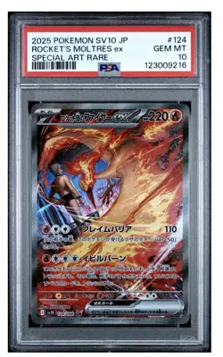 Pokemon Team Rocket’s MOLTRES ex 124/098 SV10 Glory Of Team Rocket PSA 10 GEM - Image 1