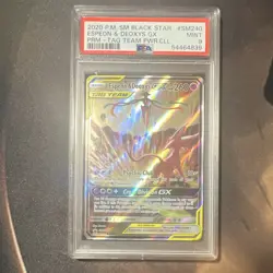 Nintendo Pokemon TCG Espeon & Deoxys GX SM240 TAG TEAM Holo PSA 9 (2020) - Image 1