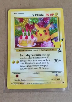 Pokemon Pikachu TCG Holo Rare Birthday Celebrations Card #24 NM/Mint Condition - Image 1