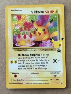 Celebrations Birthday Pikachu 24/53 Black Star Promo Pokemon A - Image 1